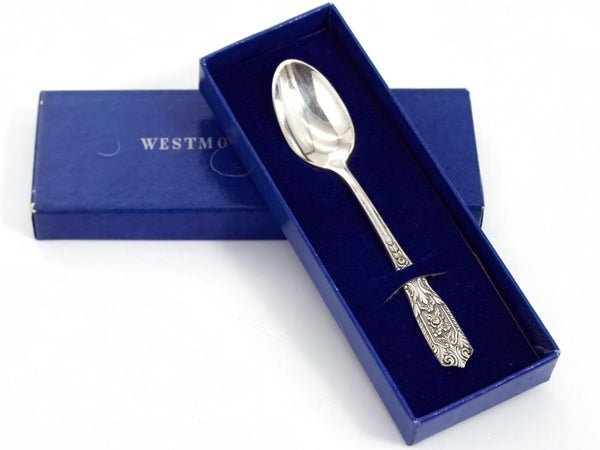 Westmorland Solid Silver Baby Spoon Westmorland Milburn Rose Christening Gift Grandmother Godparent Aunt Baby Shower Espresso Demitasse Spoon 1940s - Sterling Silver Flatware Set ClassyTea